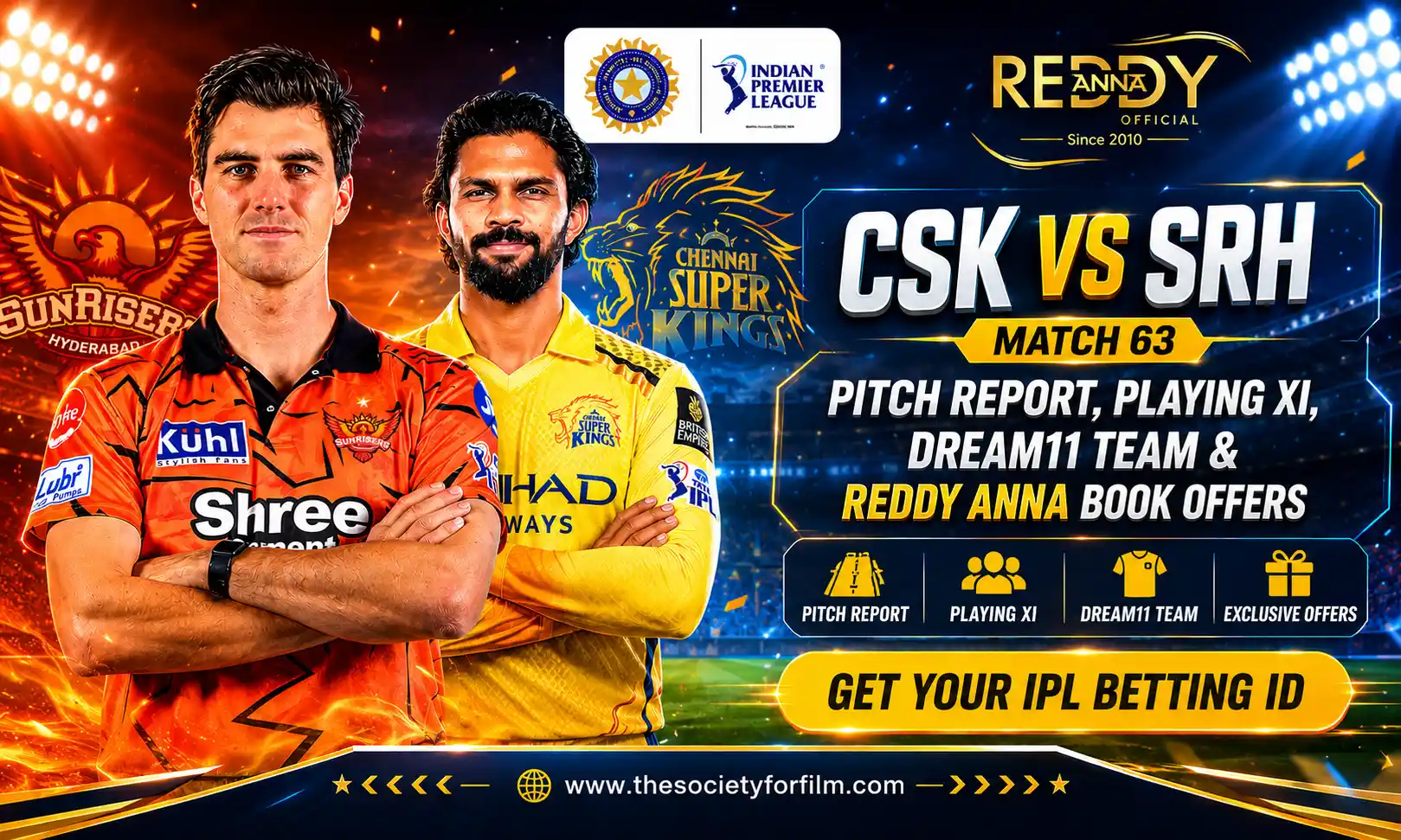 Read more about the article CSK vs SRH Match 63: Pitch Report, Playing XI, Dream11 Team & Reddy Anna Book Offers